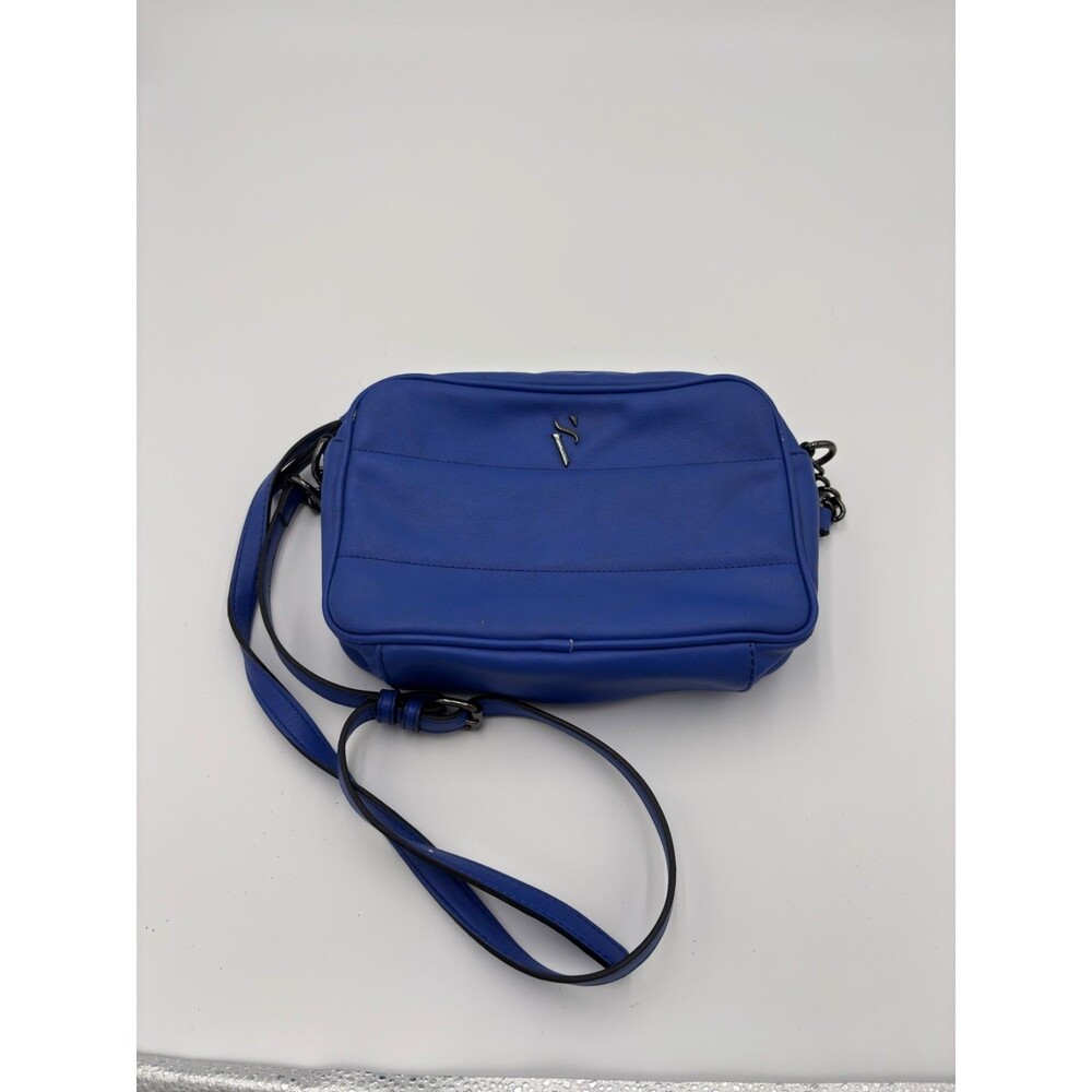 Simply Vera by Vera Wang Blue Faux Leather Crossbody Bag Chain Strap